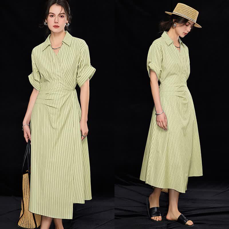Wudao Vertical Striped Shirt Dress