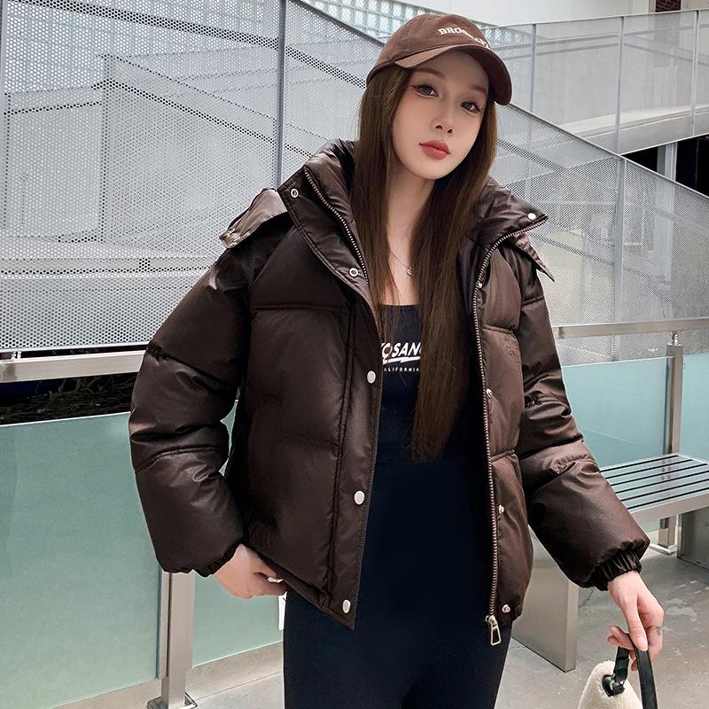 Новая зимняя одежда 2025 года, корейская версия короткой женской пуховой хлопковой одежды, свободные куртки-пуховики, хлопковые куртки, модные стеганые куртки с капюшоном