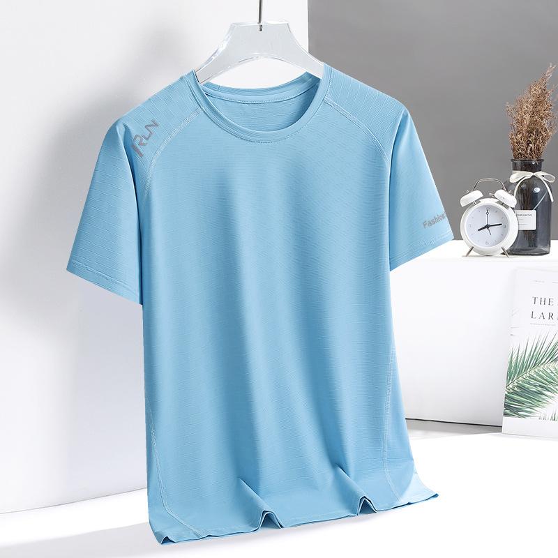 Мужская летняя повседневная спортивная футболка Ice Silk с коротким рукавом больших размеров