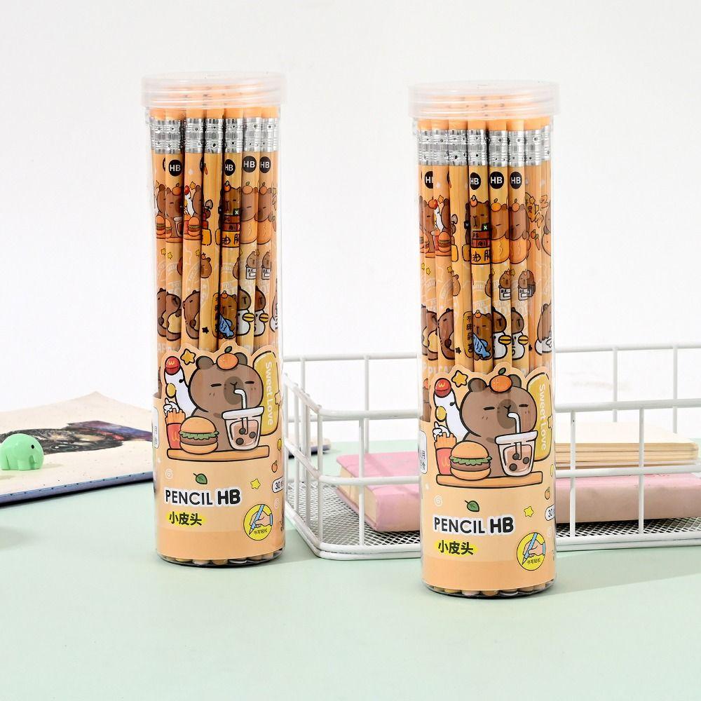 30pcs/set Capybara Drawing Pencil with Eraser Sketching Pencil Cute HB Pencils Writing Tools