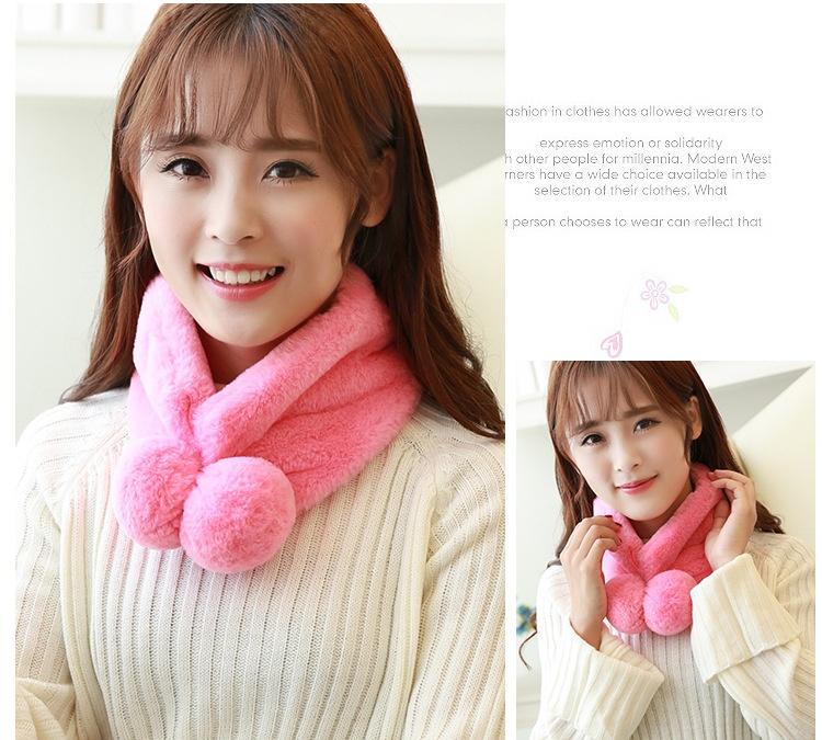 Fashion Winter Scarf Beaver Rabbit Wool Scarf Women Warm Fur Collar Scarves