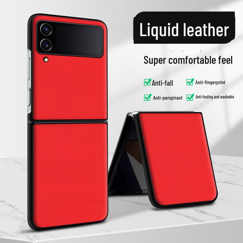 Защитный чехол из жидкой кожи Samsung ZFlip4 от падения с высоты: Цельный чехол