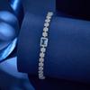 17CM Rhodium Plated Elegant Blue Rectangular Floral Zircon Women Hand Bracelet