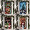 1Pcs Merry Christmas Door Cover Banner Polyester Snowman Tree Pattern for Christmas Eve New Year Holiday Party Front Door Home Wall Decor