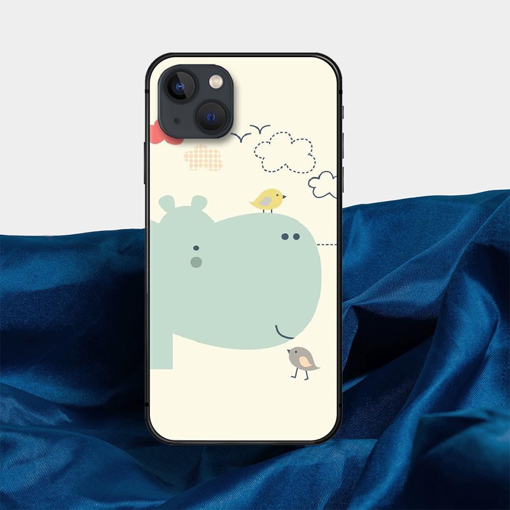 Cartoon Hippo Phone Case For iPhone Samsung Galaxy Redmi Xiaomi Oppo OnePlus Note S A 7 8 9 10 11 12 13 14 20 21 22 23 53 54 Pro Max Plus Ultra