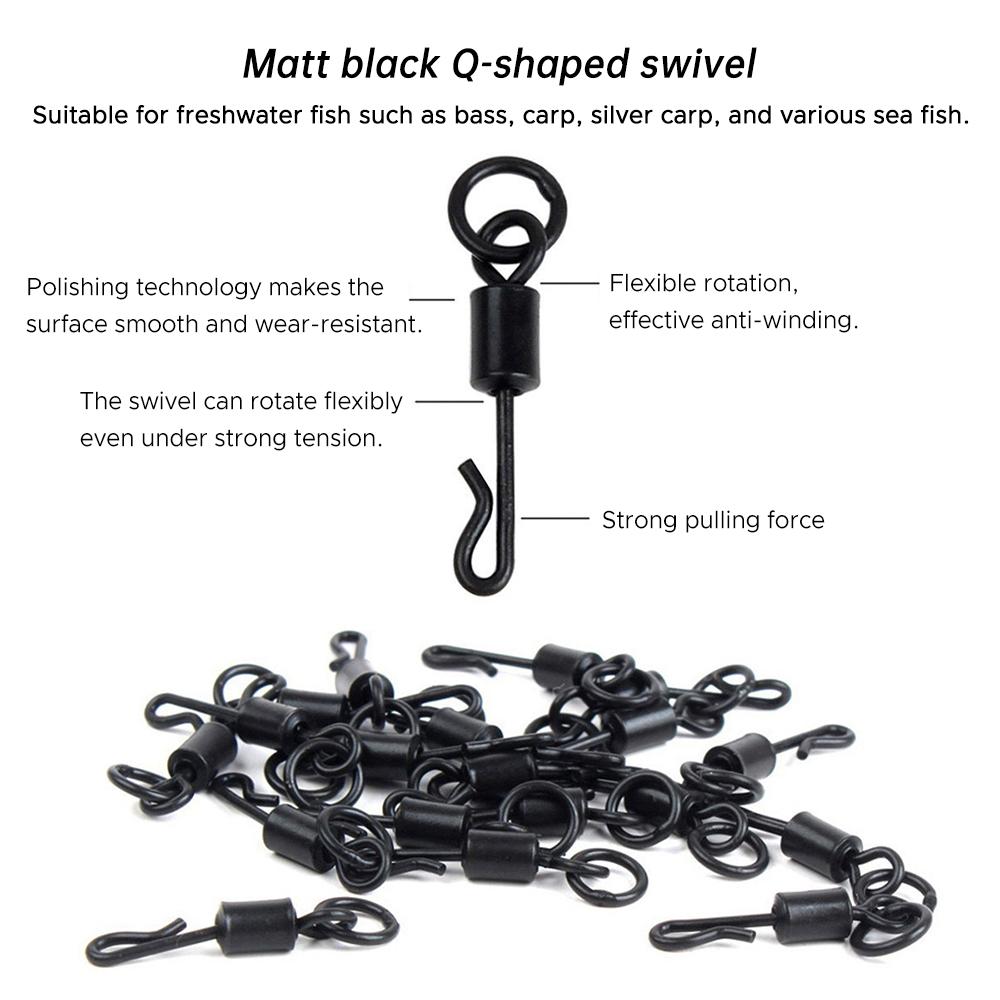 Carp Fishing Kits Swivel Snaps Matte Black Quick Change Rolling Swivel Speed Links Anti Tangle Sleeve Hook Stops Beads