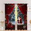 2pcs Set Of Santa Claus Christmas Curtains-Digital Print,Rod Pocket Design,Polyester -Perfect For Living Room, Kitchen,Bedroom