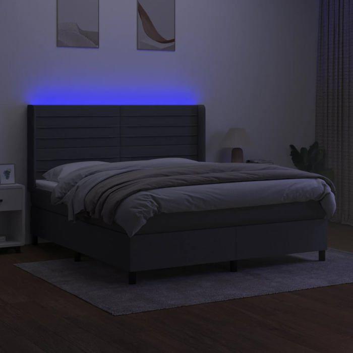 VidaXL Slat Bed Base with Mattress and LED, Upholstered Bed, Double Bed, Adult Bedroom Interior Bed, 3138406