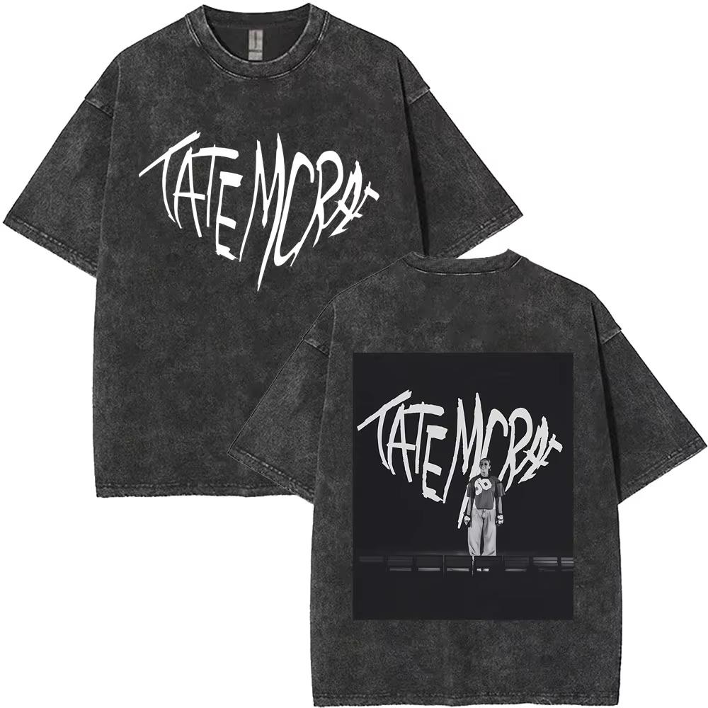 Washed Vintage Singer Tate Mcrae The Think Later World Tour T Shirt Men Women Fashion Trend Oversized Tshirts Streetwear Unisex