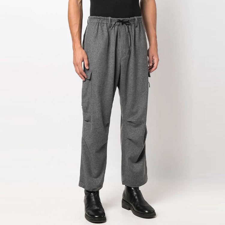 Y-3 FW21 Прямые брюки-карго с завязками на шнурке, мужские брюки серого цвета HB3392