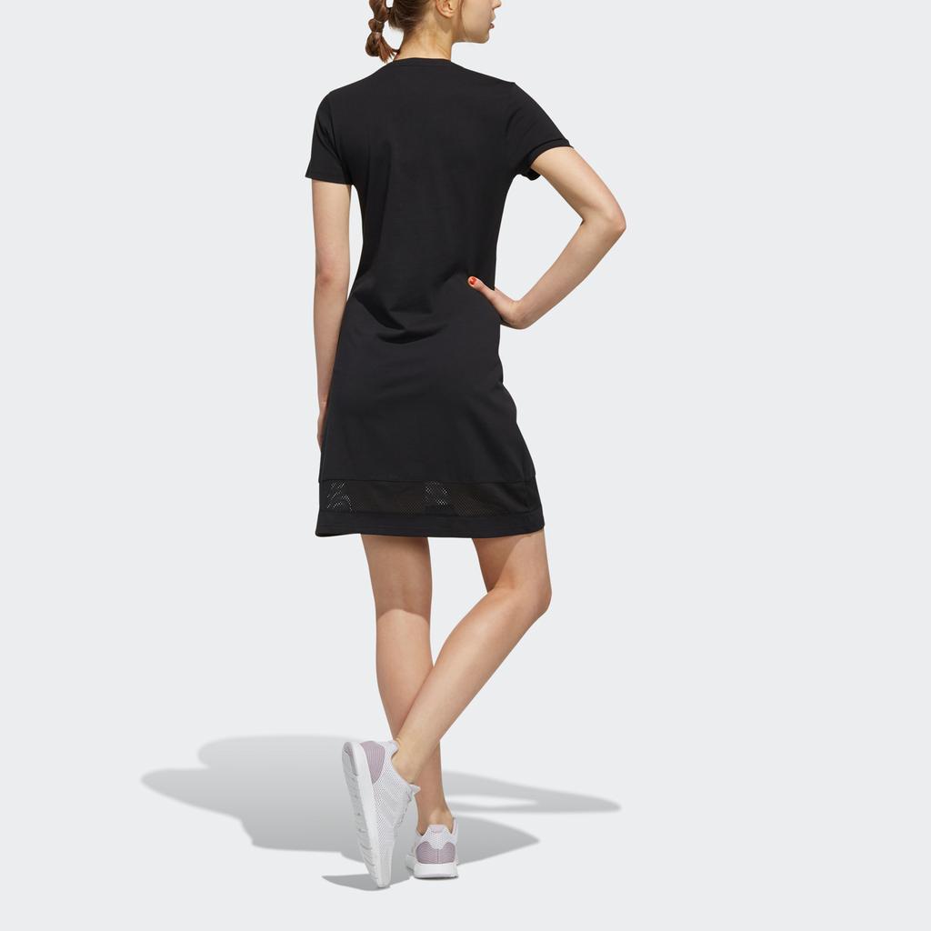 adidas Neo W Farm P Dre Hibiscus Print Sports Short Sleeve Dress Women Dresses Black EI4853
