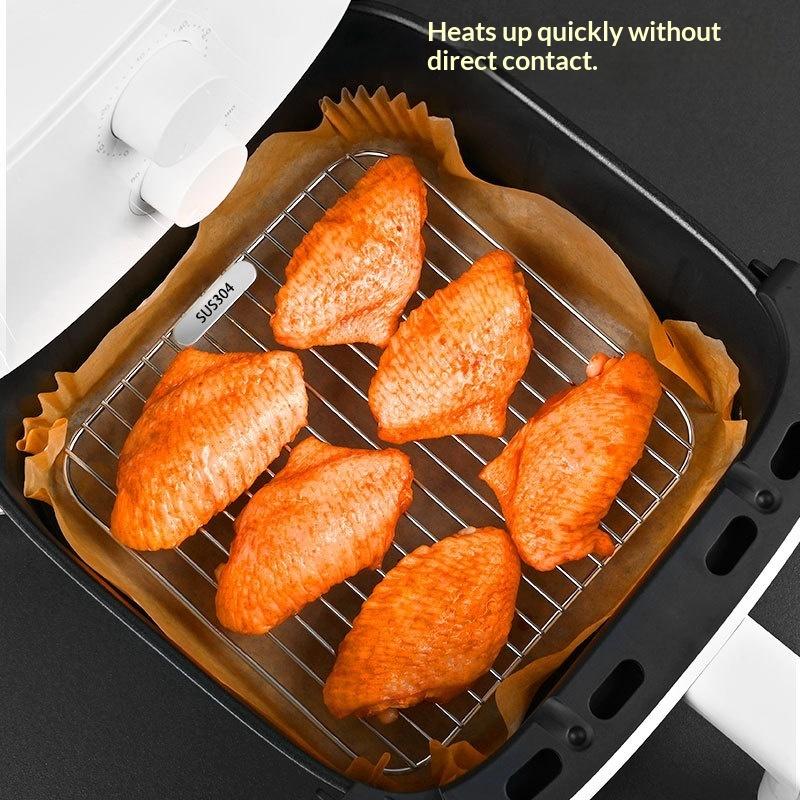 Food Safe 304 Stainless Steel Square Air Fryer Rack Thickened Grilling Stand for Oven Steamer Baking Roasting Daily Use