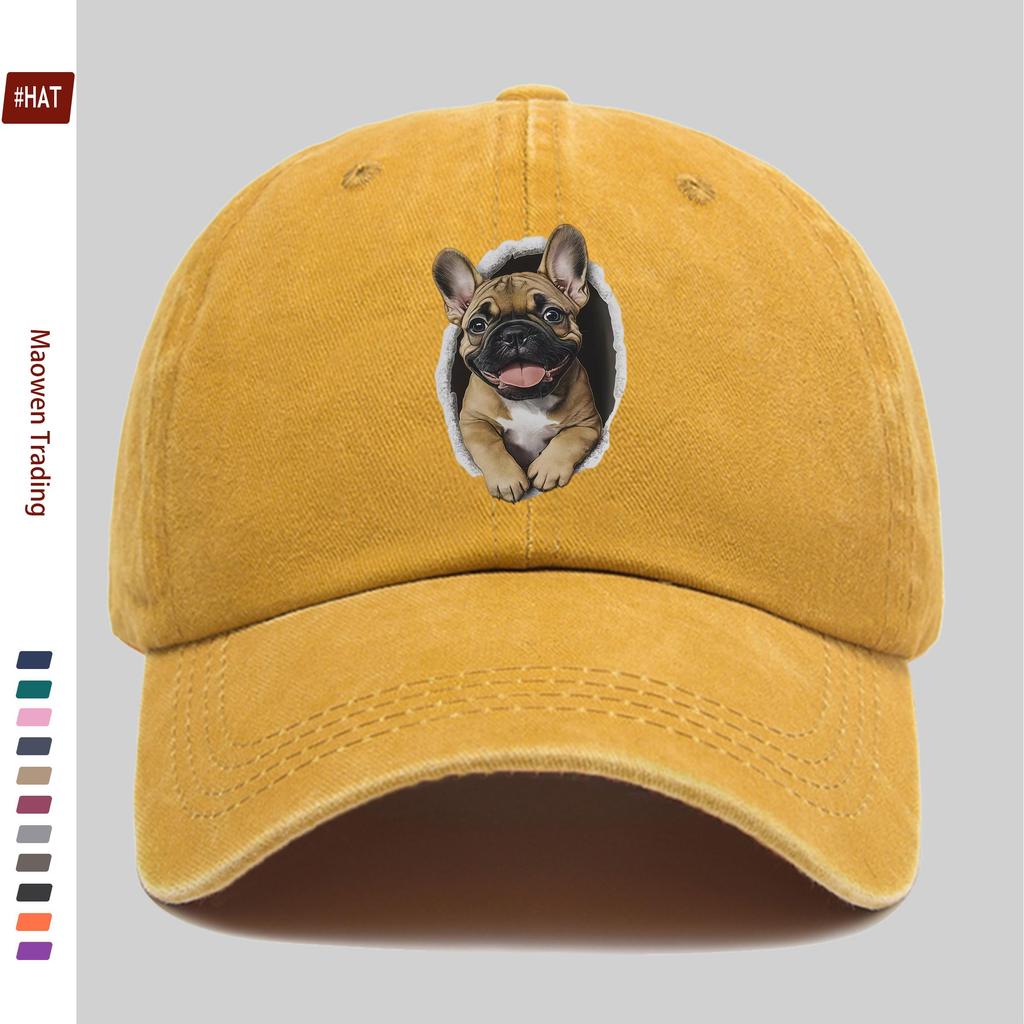 pc Fashion Puppy Wall Hole Print Baseball Cap Casual Design Decor Hat for Pet Lovers Comfortable Lightweight Sun Hat with Adj