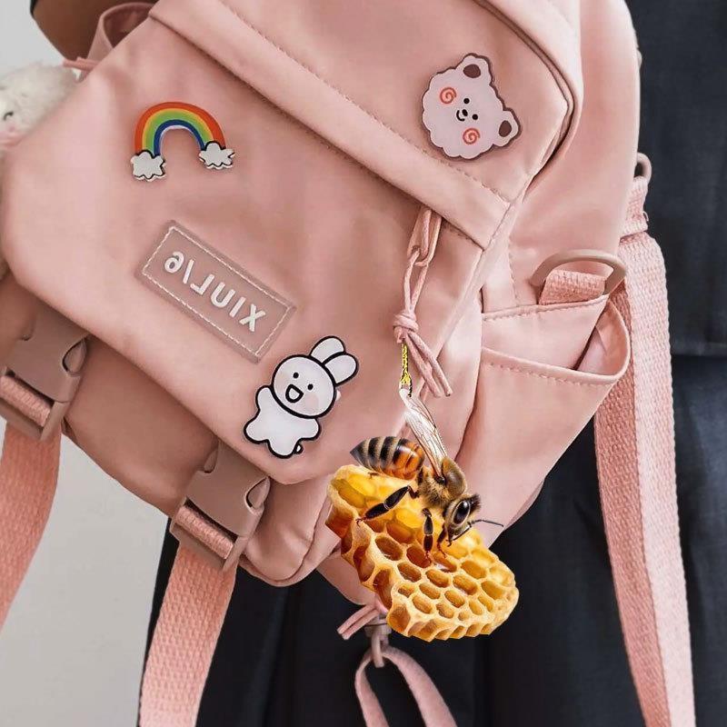 Очаровательный мультяшный акриловый кулон в виде пчелы и сот, идеально подходящий для автомобильных аксессуаров и подарков