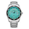 Мужские аналоговые часы Eco-Drive AW1760-81W Браслет из нержавеющей стали Бирюзово-синий Серебристый Стандартный размер