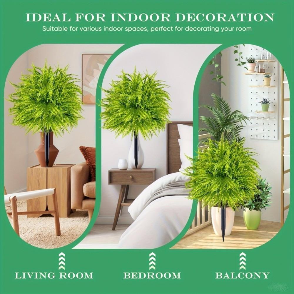 UV Resistant Artificial Persian Fern Grass Stake No Fade Fake Green Plant Wedding Scene