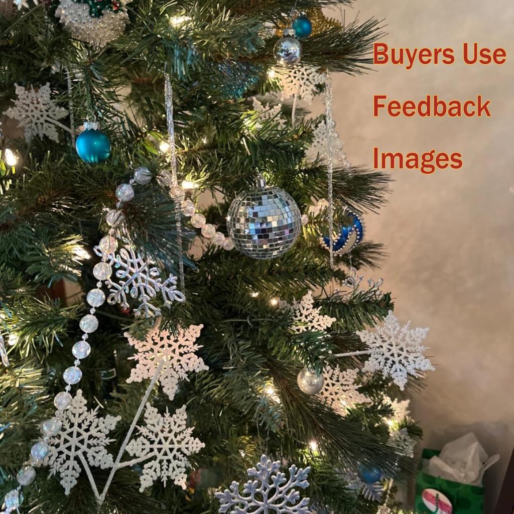 20 PCS Christmas Artificial Snowflake Picks & Sprays, Glitter Snowflake Decorations for Tree, Home, Party (White)