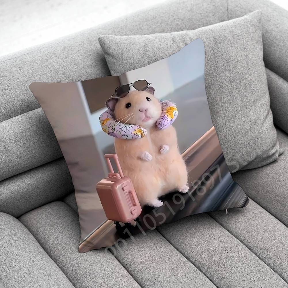 Funny Sad Hamster Meme Throw Pillow Case For Square Bedroom Pillowcase Cover