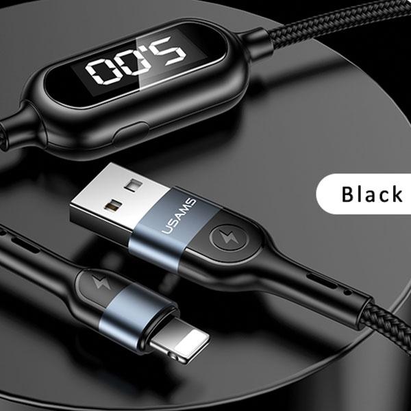 USAMS Braided U48 lightning cable 1.2m2A Fast Charging LED black/black SJ423USB01 (US-SJ423)