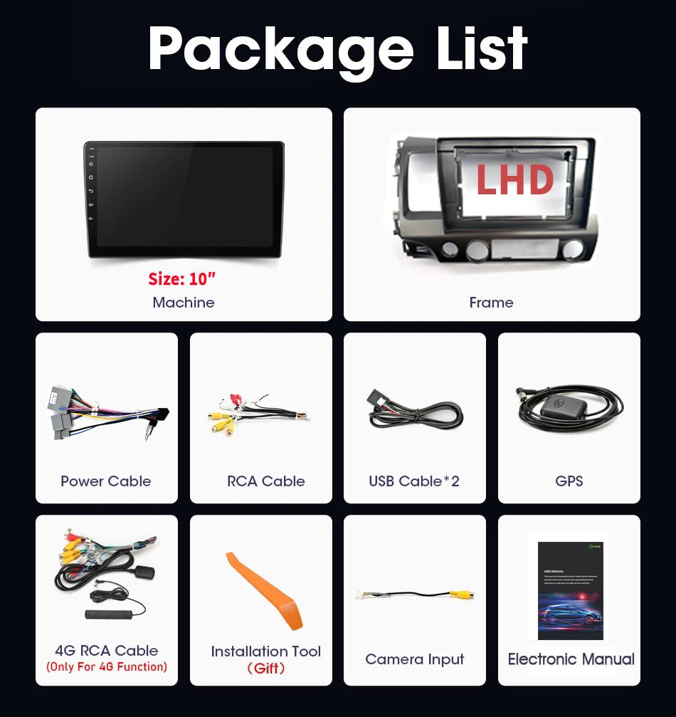 Android 13 для Honda Civic 8 2005-2012 левый руль мультимедийный автомобильный монитор экран 4G WIFI GPS навигация стерео радио система