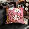 Kawaii GGloomys Pink Bear Pillow Case Square DoubleSided Printing Short Plush Sofa Cushion Cover Bedroom Bedside Pillow