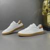 Men's Genuine Leather White Retro Sneakers with Cowhide Sole - Comfortable Flat Bottom Casual Sports Shoes