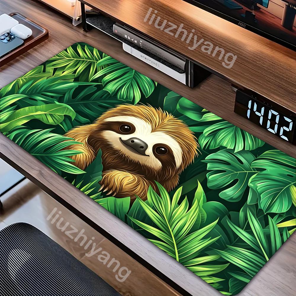 Cute Sloth Jungle Mouse Pad Large Computer Office Game Table Mat Rubber Anti-slip Stitched Edge Keyboard Mat 90x40 XXL Desk Pads