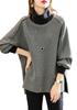 Zroy Pullover High Loose Long Split H. Women's Hoodie, Neck, Fit, Sleeves, Sweatshirt, Detail, Slit, Casual, Stylish, Slimming, Fall/Winter