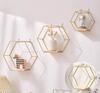 Iron Art Storage Shelf Wall Mounted Hexagon Storage Holder Storage Rack for Bedroom Living Room Office Organizer Decor