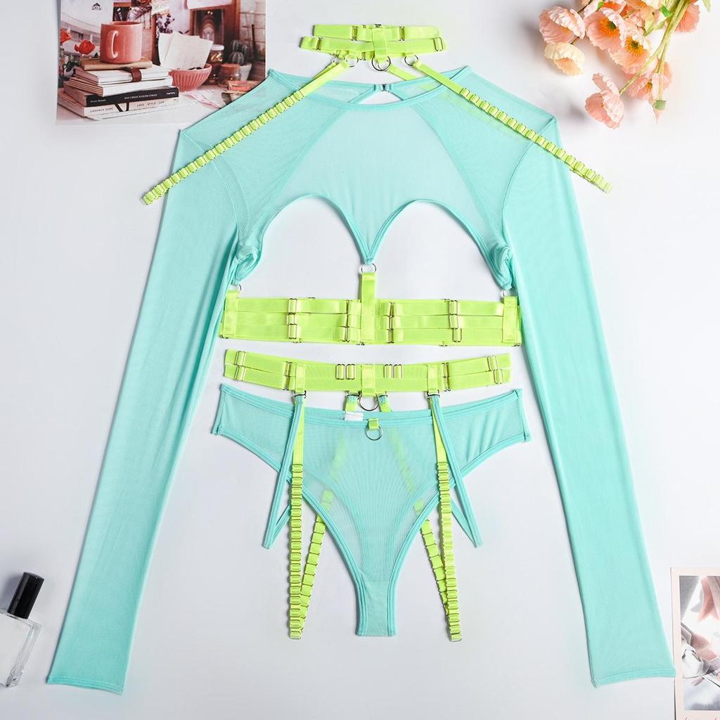 Женское сексуальное нижнее белье, модное сетчатое нижнее белье с длинными рукавами, удобное высококачественное перспективное эротическое нижнее белье, комплект