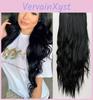 Merisihair Black Hair Long Wavy Wig Female Ombre Synthetic Hair High Temperature Fiber Average Size