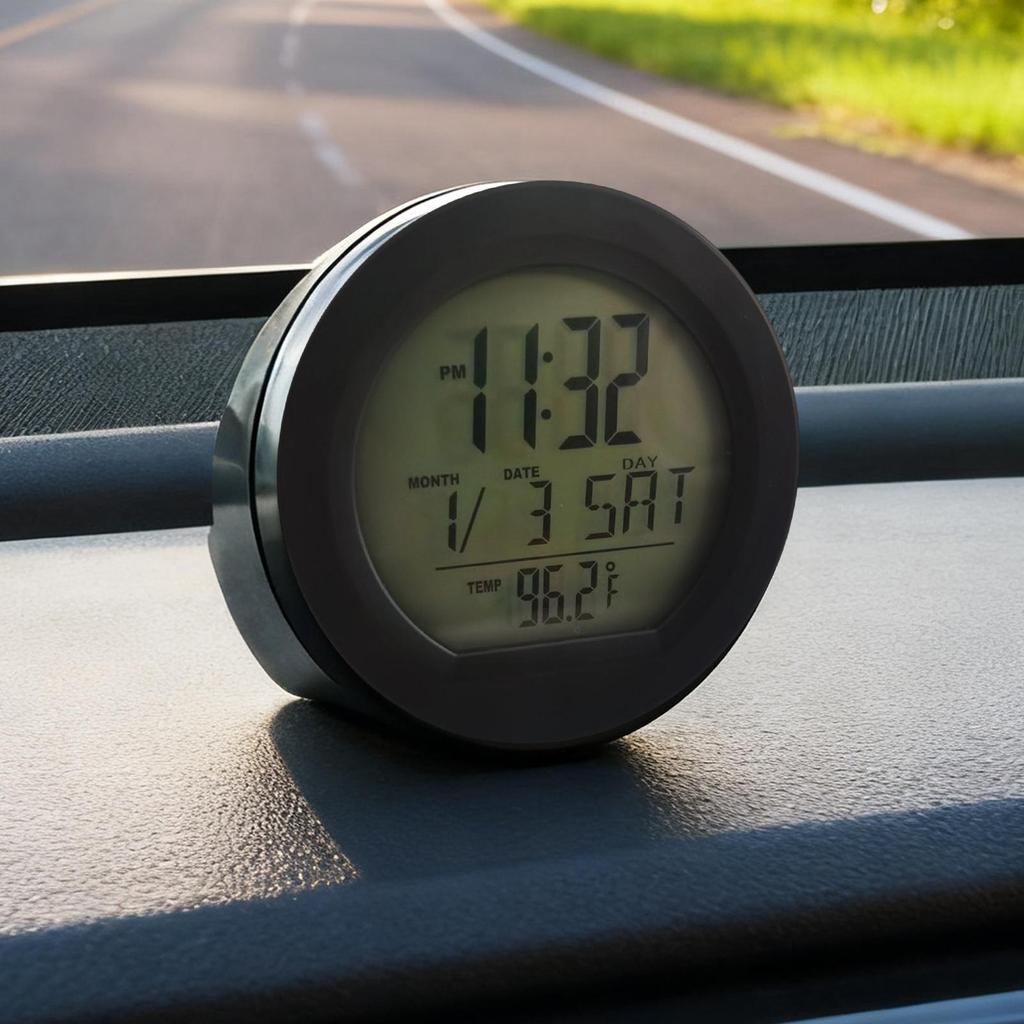Car Digital Clock Solar Powered Clock Date Week Clock Car Interior Backlit Clock With Temperature Display Car Interior Accessory