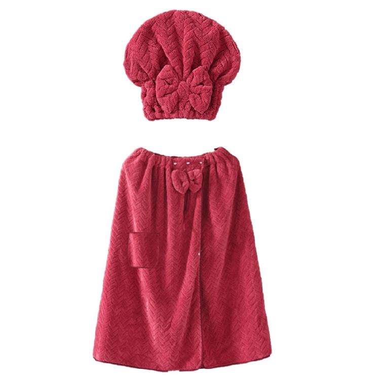 Large Size Adjustable Bath Skirt and Hair Dry Cap Set Slip Resistant Oversize Bathrobe for Women Spa Home Travel Beach