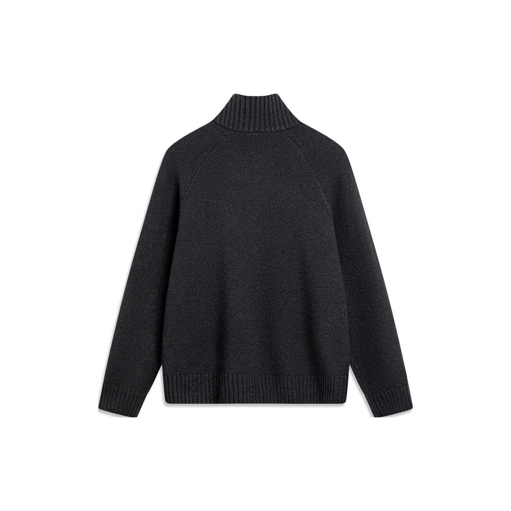 Мужской свитер Li Ning Sports Trend Series с длинным рукавом и застежкой-молнией, однотонный, темно-синий AMBU007-6