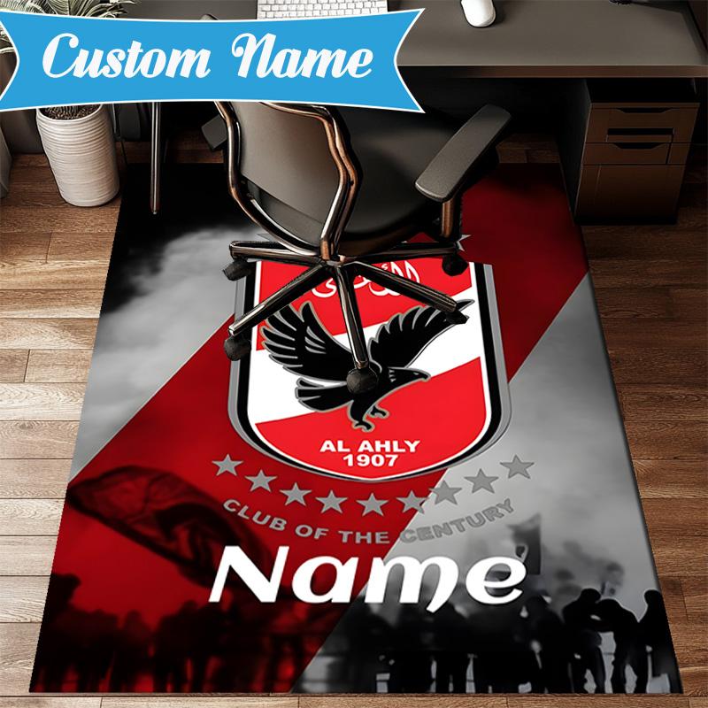 Custom Name Al-Ahly Club Crest Rug Game Carpet, Floor Mat for Bedroom Living Room Entryway Rug, Home Decor Idea Gift for Christmas birthday
