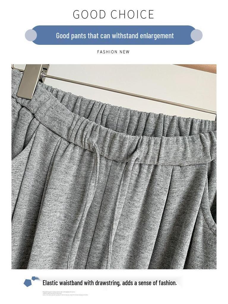 2025 Маленькие женские серые широкие спортивные штаны - Повседневные брюки на кулиске для осени/зимы (XS)