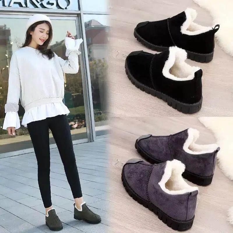 Autumn and Winter Cotton Shoes Female Winter Warm Plus Velvet Korean Version of A Hundred Casual Shoes A Foot Stirrups