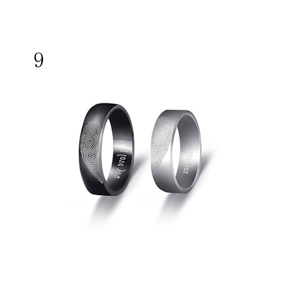 1 пара новых свадебных колец с отпечатками пальцев в виде сердца на День святого Валентина из нержавеющей стали