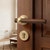Middle Ancient Style Walnut Wood Interior Door Lock, Household Bedroom Silent/magnetic Universal Door Handle Lock