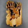 Flat Animal Handcraft Wall Hanging Sculpture Wooden Raccoon Bear Deer Wolf Fox Hand Painted Decoration for Home Living Room