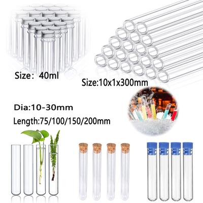 10 шт. пробирок из боросиликатного стекла с круглым дном, прозрачные стеклянные пробирки для научных экспериментов, украшений, размножения растений и праздничных подарков