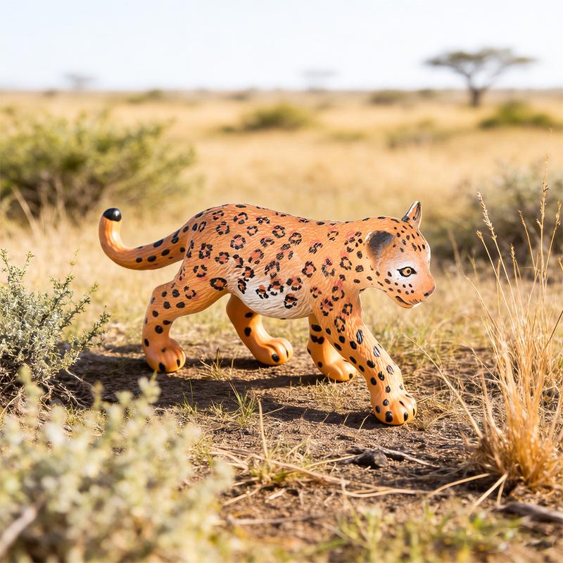 Kids' Wild Animal Model Toys: Leopard, Cheetah, Jaguar, Black Panther, Snow Leopard Figurines.