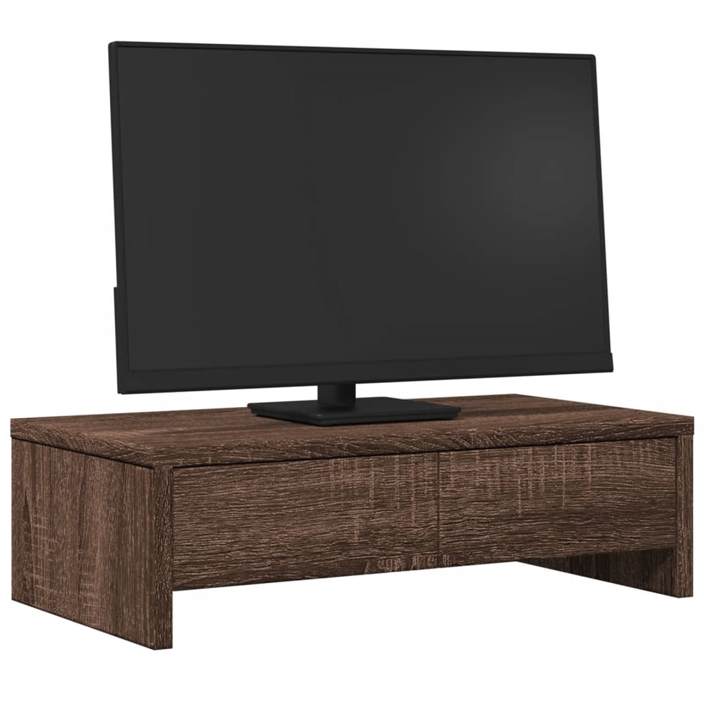 Vidaxl Podstawka Pod Monitor, Z Szufladami, Brązowy Dąb, 50X27X15 Cm