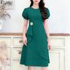 Женское повседневное летнее платье с круглым вырезом и коротким рукавом