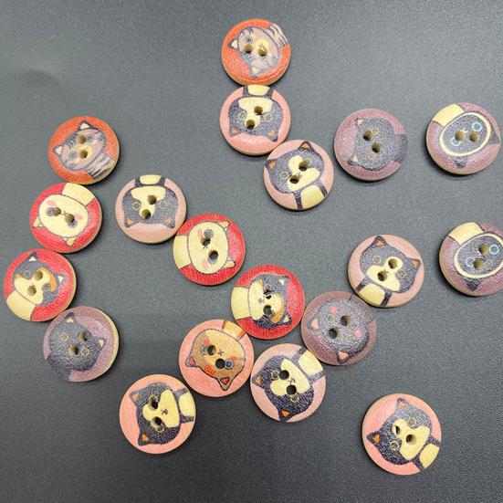 100 шт., деревянные пуговицы с рисунком котенка, сделай сам, швейная рубашка, сумки для скрапбукинга, декор