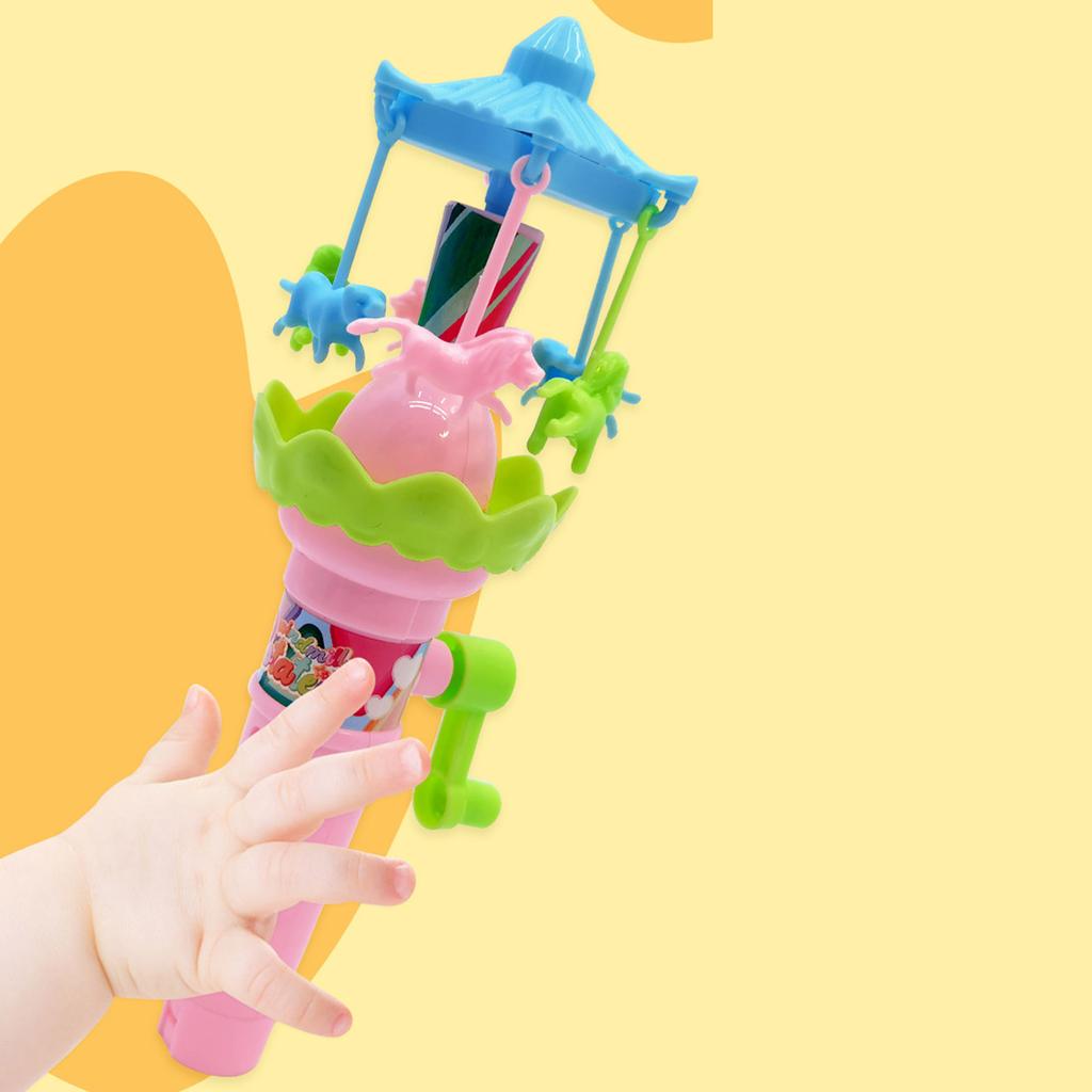 Вращающаяся вручную карусельная игрушка со светодиодными лампами, светящаяся игрушка (Случайный цвет) Веселая игрушка-карусель с огнями