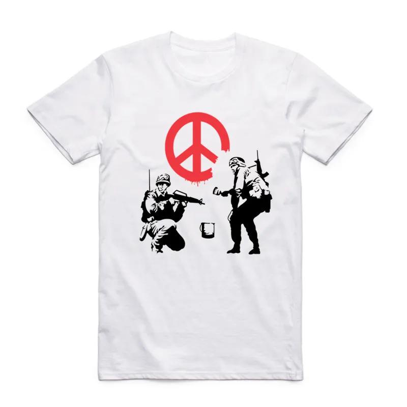 2026 Men Banksy Urban Design Art T-shirt White O-Neck Short Sleeves Summer Hipster Streetwear Cool Casual Top Tee Funny T Shirt