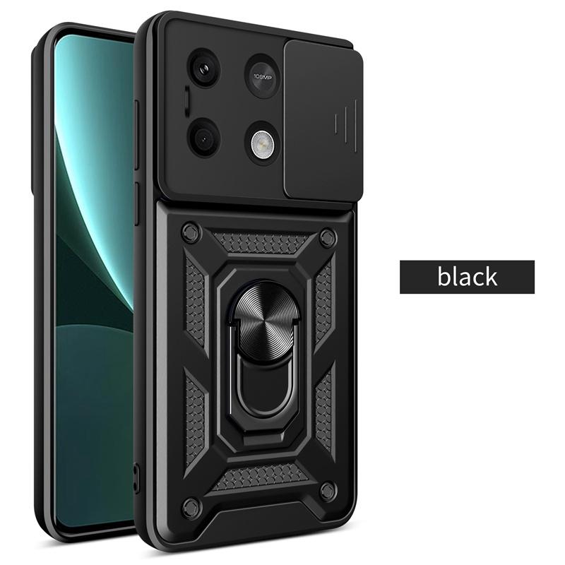 Чехол Armor для Xiaomi Poco X6 Pro C65 C40 M6 M5 F6 F5 X5 X4 F4 GT, защита объектива с кольцом, магнитный держатель, бизнес-чехол с полной защитой