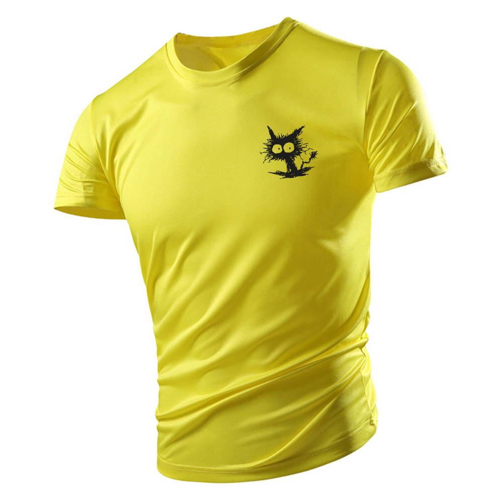 Летний уличный стиль, топ с 2d котенком, новая мужская футболка с круглым вырезом и короткими рукавами, удобный дышащий быстросохнущий топ