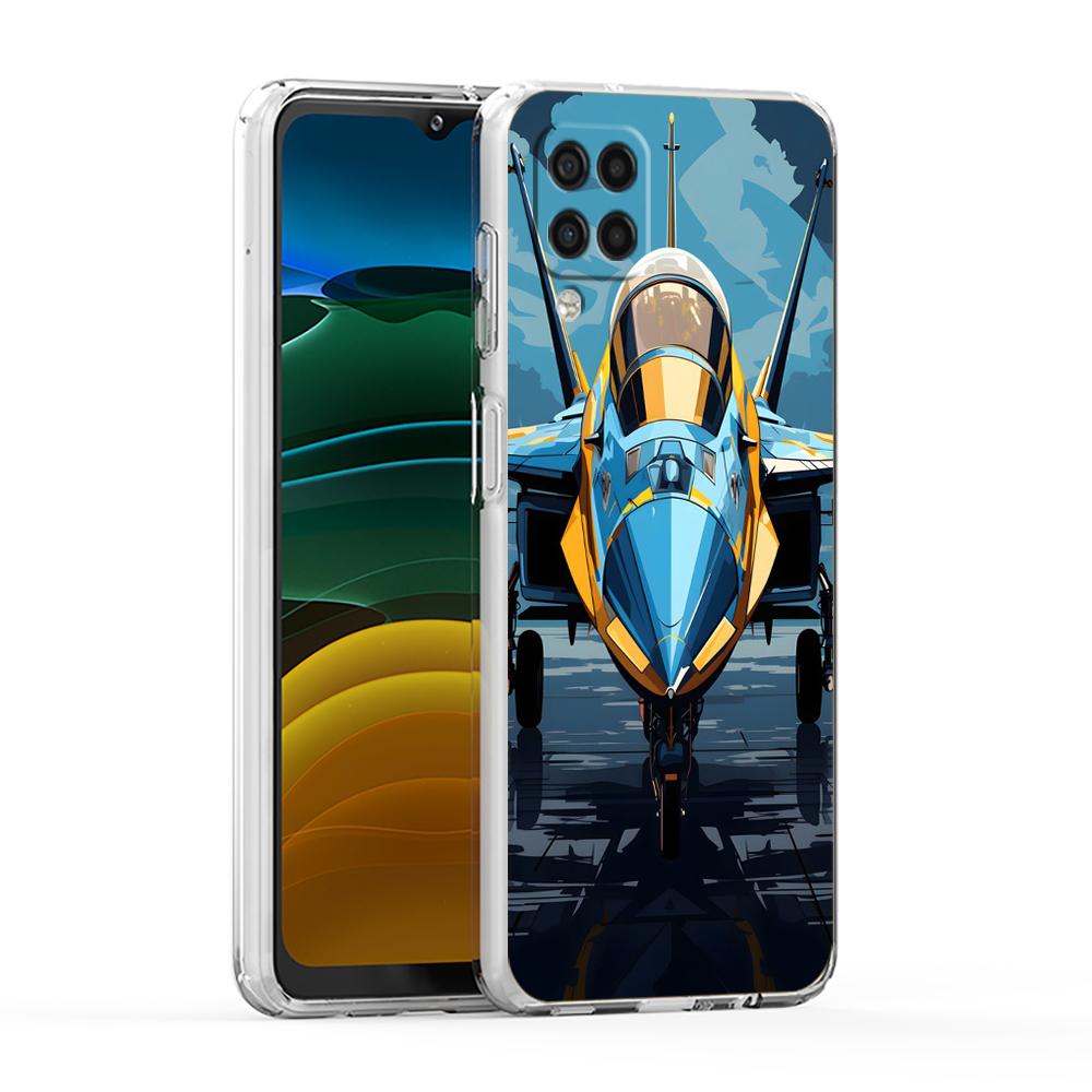 Soft TPU for Samsung Galaxy A13,A15,A22,A23,A25,A31,A32,A33,A35,A41,A51,A52,A53,A05,5G Transparent Phone Case Sky Jet Fighter